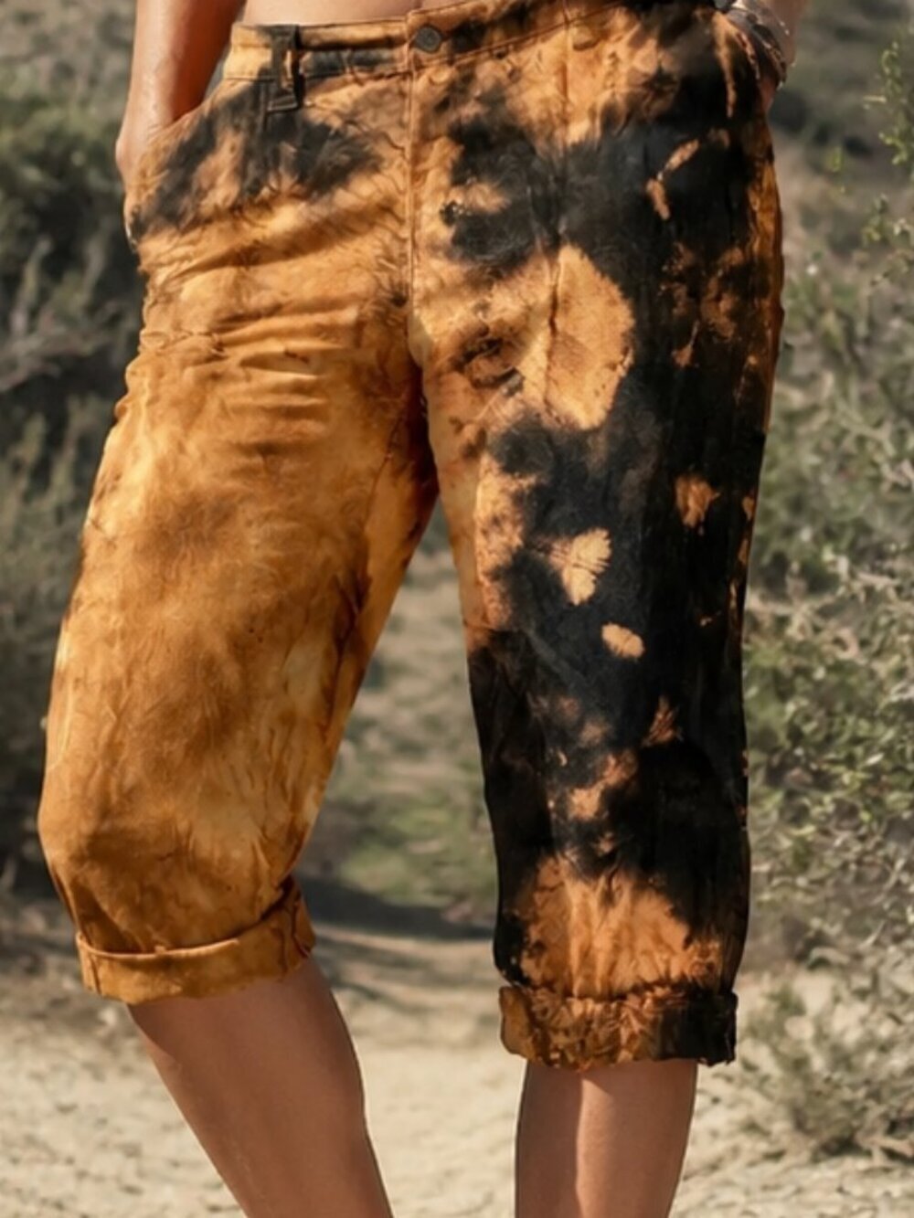 J. Jill Love Linen Pants Crop Cropped Bleached Acid Wash Tie Dyed Tied Dye